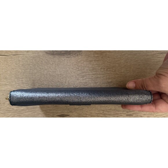 $65 Fossil Jayda Zip Clutch Wallet Grey Black Gunmetal Metallic - Picture 6 of 13